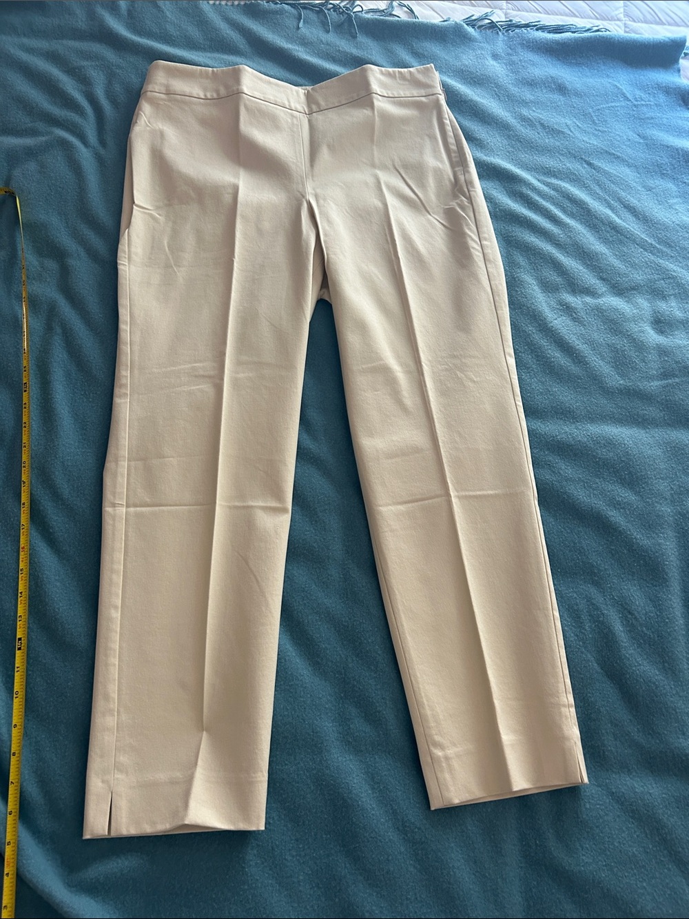 Talbots Chatham Ankle Pants Size 12 Khaki Stretch Side Zip Trouser